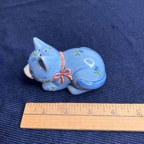 VTG Otagiri Ceramic Blue Cat Salt & Pepper Shaker Set ~ NO CORKS - READ - Picture 12 of 13